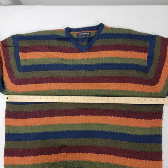 Oliver Harris Vintage Wool Blend Sweater Earth Tone Stripe Knit Pullover '90s XL - Picture 6 of 7